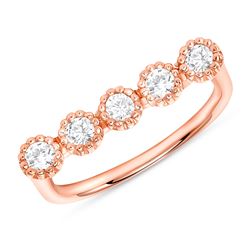 Natural 0.36 CTW Bezel Diamond Bar Ring 18KT Rose Gold