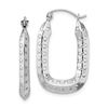 Image 1 : 10k White Gold Polished Textured Rectangle Hoop Earrings - 56 mm