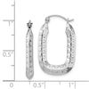 Image 2 : 10k White Gold Polished Textured Rectangle Hoop Earrings - 56 mm