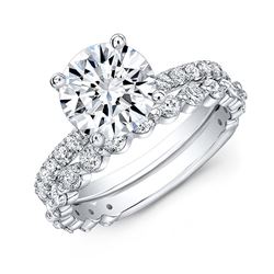 Natural 3.22 CTW Round Cut Diamond Ring 18KT White Gold