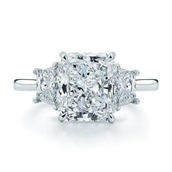 Natural 3.02 CTW Radiant Cut 3-Stone Diamond Engagement Ring 18KT White Gold