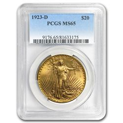 1923-D $20 Saint-Gaudens Gold Double Eagle MS-65 PCGS