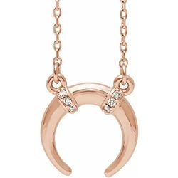 Natural 0.04 CTW Crescent Moon Diamond Necklace 14KT Rose Gold