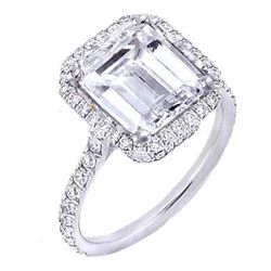 Natural 2.12 CTW U-Setting Halo Emerald Cut Diamond Engagement Ring 14KT White Gold