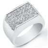 Image 1 : Natural 3.77 CTW Men's Invisible Set Princess Cut Diamond Ring 18KT White Gold