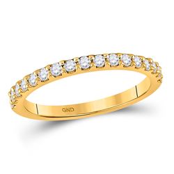 14kt Yellow Gold Womens Round Diamond Wedding Single Row Band 1/3 Cttw