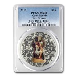 2018 Cook Islands 2 oz Silver Little Secrets Key Hole MS-70 PCGS