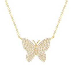 Natural 0.72 CTW Butterfly Diamond Necklace 18KT Yellow Gold