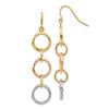 Image 2 : 14k Tri-Color Diamond Cut Circle Dangle Earrings