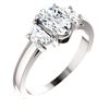 Image 1 : Natural 2.02 CTW Oval Cut & Half Moons 3-Stone Diamond Ring 18KT White Gold