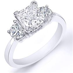 Natural 1.52 CTW Princess Cut & Half Moon Diamond Ring 14KT White Gold