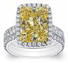 Image 1 : Natural 3.37 CTW Canary Light Yellow Radiant Cut Diamond Engagement Ring 18KT Two-tone
