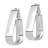 Image 2 : 14k White Gold Omega Back Triangle Hoop Earrings