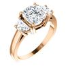 Image 1 : Natural 3.82 CTW Cushion Cut & Half Moons 3-stone Diamond Ring 18KT Rose Gold