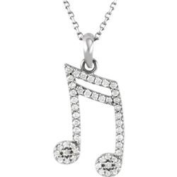 Natural 0.22 CTW Diamond Double Sixteenth Note Expression Pendant Necklace 18KT White Gold