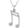 Image 1 : Natural 0.22 CTW Diamond Double Sixteenth Note Expression Pendant Necklace 18KT White Gold