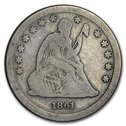 1861-S Liberty Seated Quarter VG