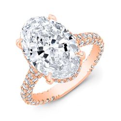 Natural 5.22 CTW Halo Oval Cut Diamond Engagement Ring 14KT Rose Gold