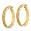 Image 2 : 14k Yellow Gold Diagonal Stripe Hoop Earrings