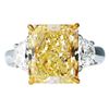 Image 1 : Natural 4.03 CTW Canary Intense Yellow Cushion Cut & Half Moons Diamond Ring 14KT White Gold