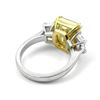 Image 3 : Natural 4.03 CTW Canary Intense Yellow Cushion Cut & Half Moons Diamond Ring 14KT White Gold