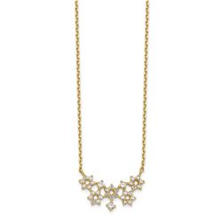 14k Yellow Gold CZ Cluster with 2 in ext Necklace - 20 in.