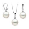 Image 1 : White South Sea Pearl and Diamond Bezel Pendant and Dangle Earring Set
