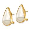 Image 2 : 14k Yellow Au White Pear Mabe Pearl Omega Back Earring 12x20 mm