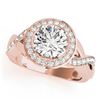 Image 1 : Natural 2 ctw Diamond Solitaire Halo Ring 14k Rose Gold
