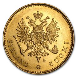 1903-1913 Finland Gold 20 Markkaa XF/AU (Random Dates)