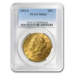 1903-S $20 Liberty Gold Double Eagle MS-63 PCGS