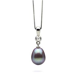 Metallic Lavender Freshwater Pearl Drop-Shape Diamond Bezel Pendant