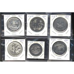 Lot of 6 CNA silver medals.  1961, 1962, 1963, 1964, 1965, 1966. All Unc's.