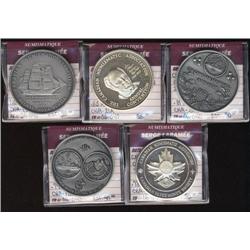 Lot of 5 CNA silver medals.  1970, 1971, 1972, 1973, 1974. All Unc's.