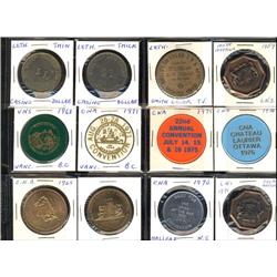 Lot of 13 CNA medals, tokens, wood casino tokens.  1960-1970.  Should be viewed!