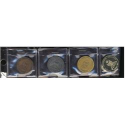 Lot of 4 numismatic association medals, ONA/Waterloo Annual convention 1973, bronze, silver, gold fi