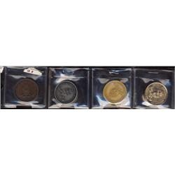 Lot of 4 numismatic association medals, ONA/London Annual convention 1965, bronze, silver, gold fill
