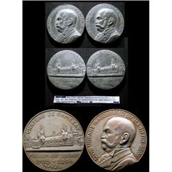 1705-1896 Château Ramzey Medals.  Lot of three Medals depicts view of Civic Library/Museum inaugurat