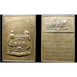 1862-1912 Atiquarian and Numismatic Society of Montreal commerative plaque.  Reverse shows symbol of
