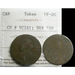 VC-2A1  Breton # 558 Vexator Canadinsis 1811 "Copper"  ICCS VF20.  Rare!