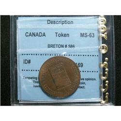 Br # 586, CCCS certified MS-63. Canadian Coin Cabinet by Joe Leroux.