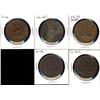 Image 1 : Lot of 5 different One penny tokens. NB-2a, NS-4a2, LC-9c2, PC-2b, PC-6d.  Grades vary from F to AU.