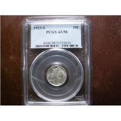 USA 1923-S 10¢  PCGS AU58,  A nice blast white example.