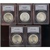 USA, lot of 5 silver dollars, all PCGS graded MS63. Includes 1880-S 1921 Morgan, 1923, 1924, 1925.