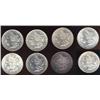 USA, lot of 8 silver dollars, grades vary from AU50 to MS62. Includes 1882-S,1884-O,1885,1889,1890,1