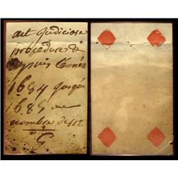 FRANCE;  CARD MONEY issued in 1684/1685 for recognition of debt. Rev; aut judiciaire procedure et de