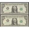 Image 1 : USA 1981 $1 notes.  Lot of two low serial number replacement notes Gem UNC.  #G00000207* and #G00000
