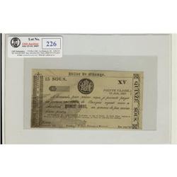 Eustache Brunet dit Letang, Pointe Claire, Lower Canada 15 Sous, 71/2 Pence 25 Aout, 1837. An unsign