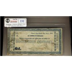 W.P.David Price, Petit Saguenay, Quebec, 12 Sous, 6 pence. 31 Aout, 1850 No.172 (red) VG.  Scarce.