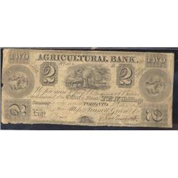Agricultural Bank  1834 $2 No.1659  CH20-10-06 VG+, small nick.